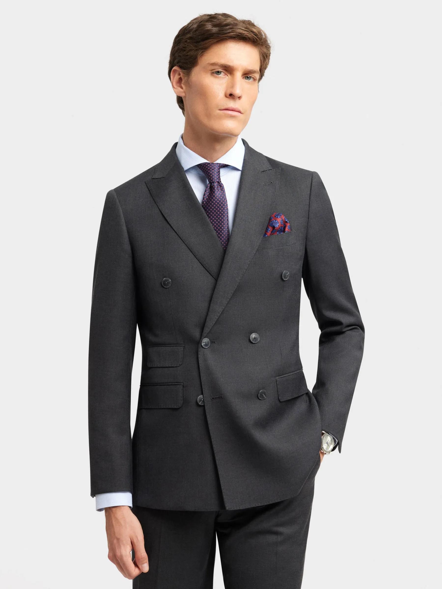 Trajes|Trajes<Alvaro Moreno AMERICANA FIL A FIL CRUZADO Gris