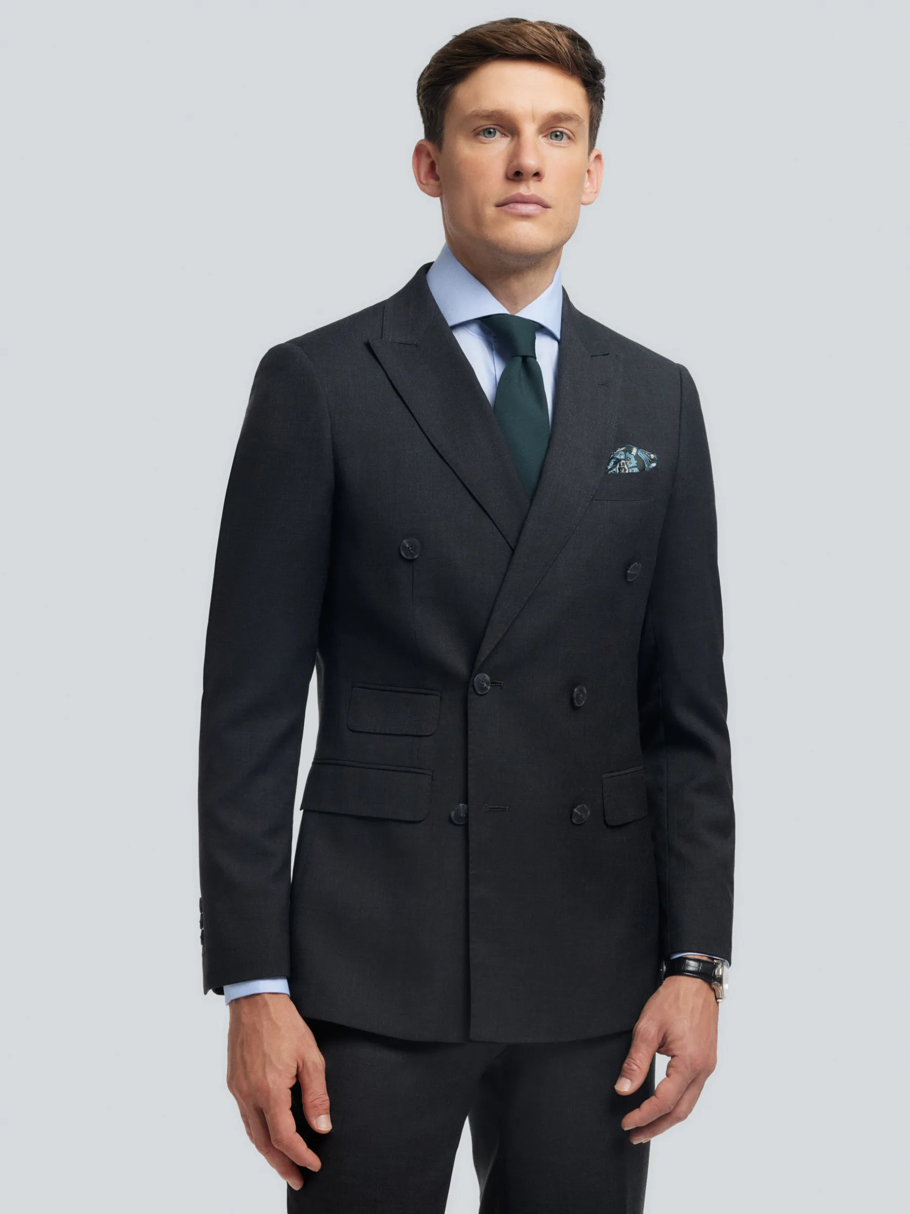 Trajes|Trajes<Alvaro Moreno AMERICANA FIL A FIL CRUZADO Gris