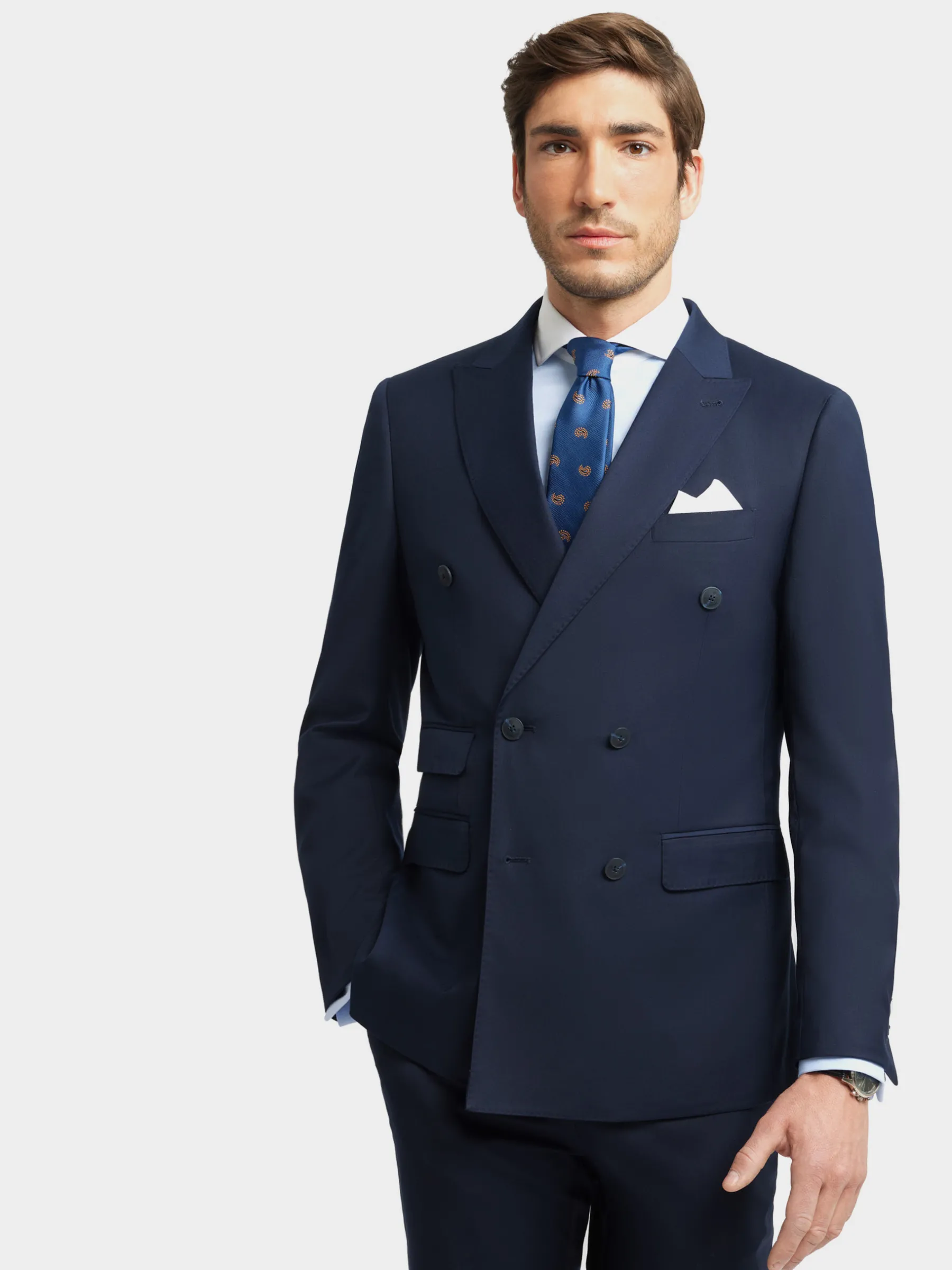 Trajes|Trajes<Alvaro Moreno AMERICANA TWILL CRUZADO Azul Marino