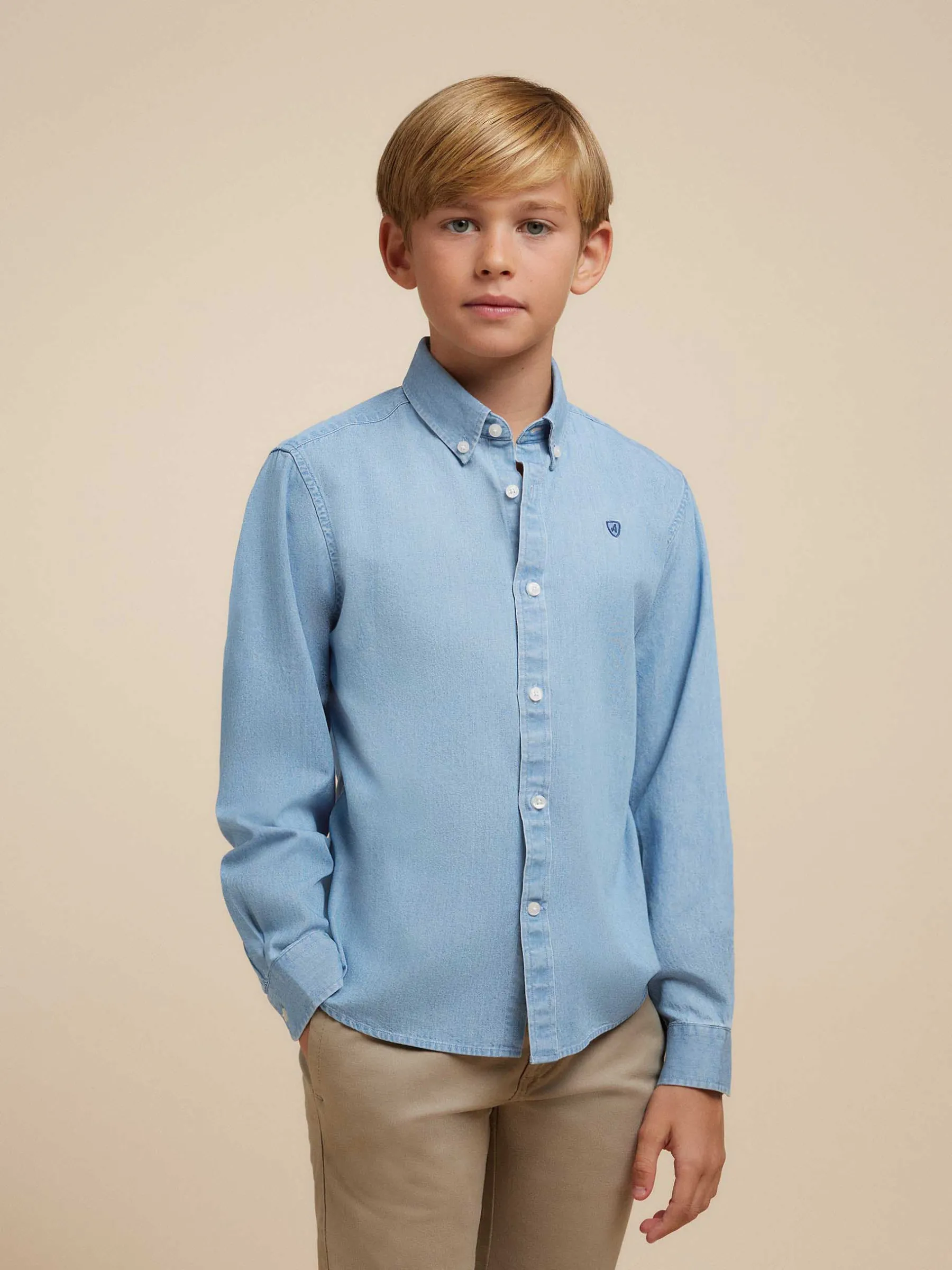 Camisas<Alvaro Moreno CAMISA DENIM KIDS Celeste