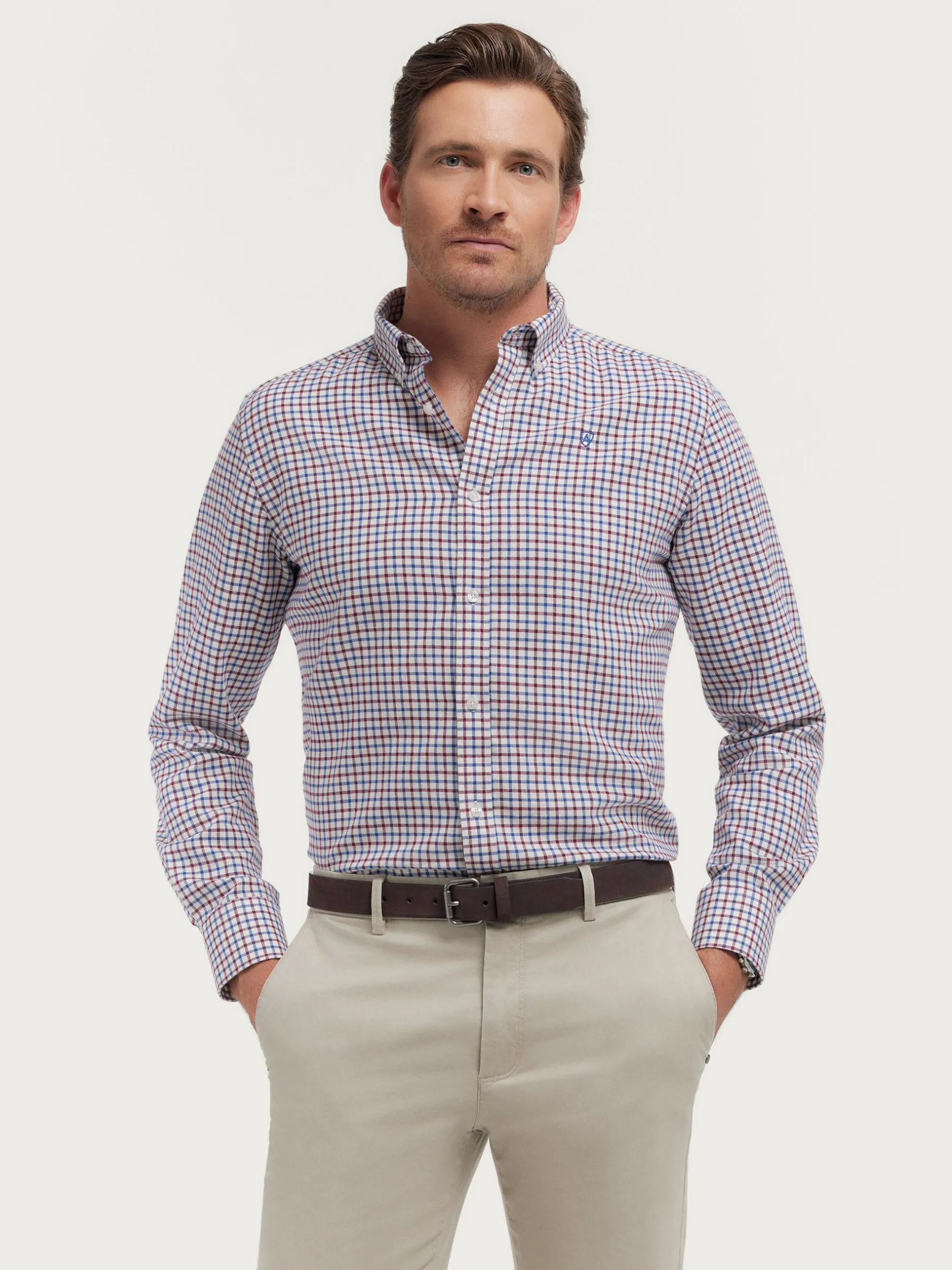 Franela<Alvaro Moreno CAMISA FLANNEL CHECKS Burdeos