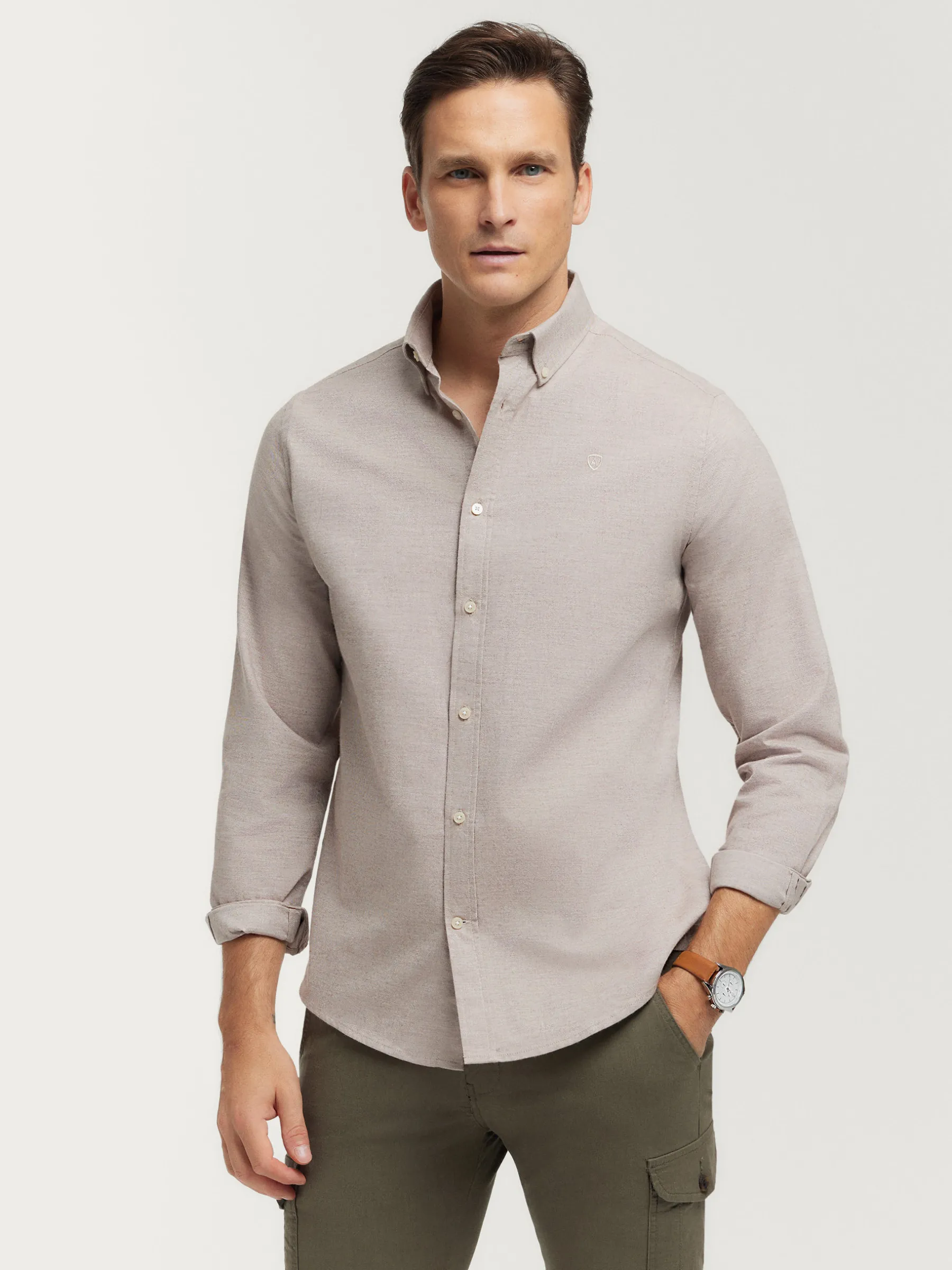 Franela<Alvaro Moreno CAMISA FLANNEL TWILL Beige
