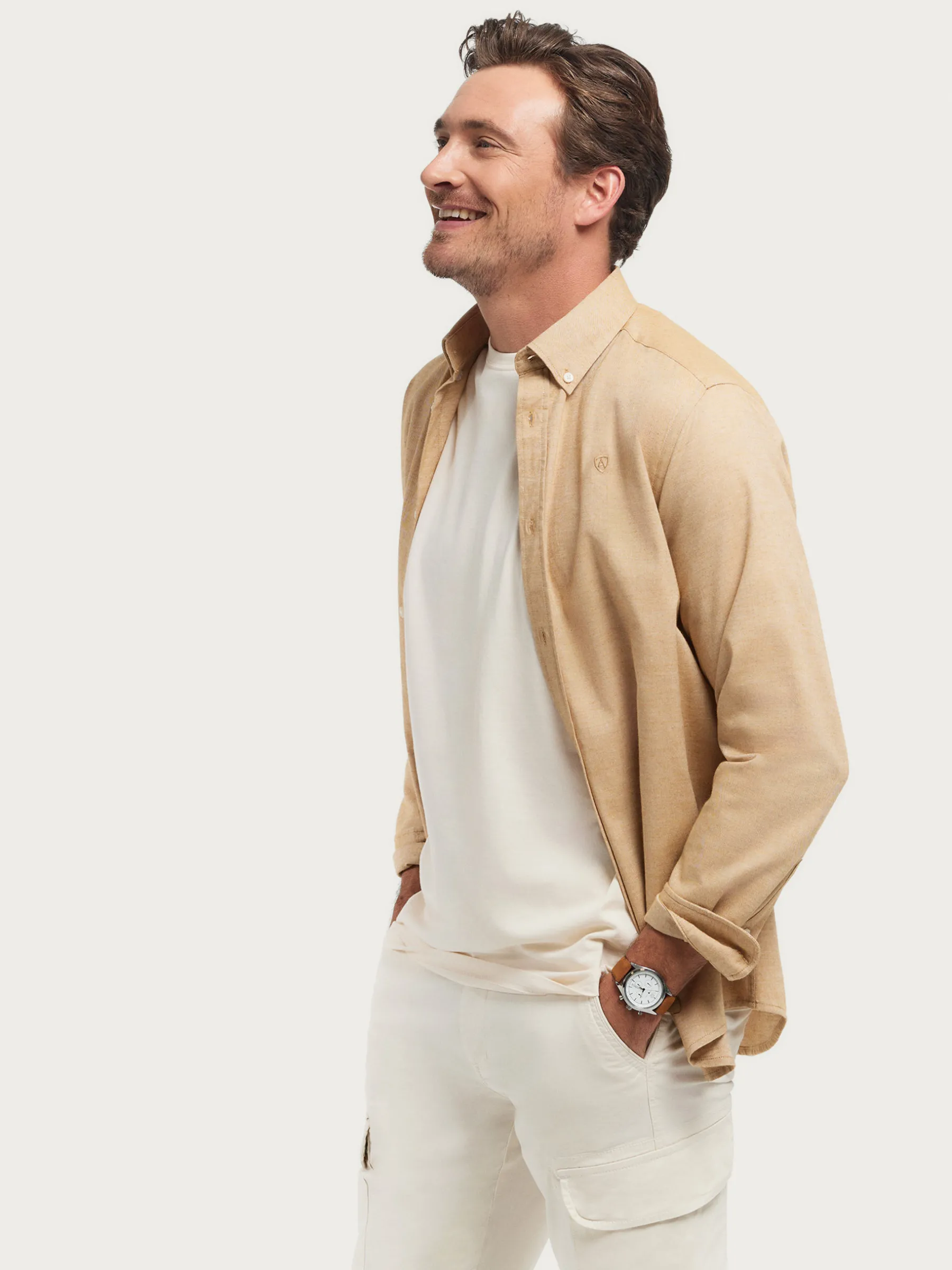 Franela<Alvaro Moreno CAMISA FLANNEL TWILL Camel