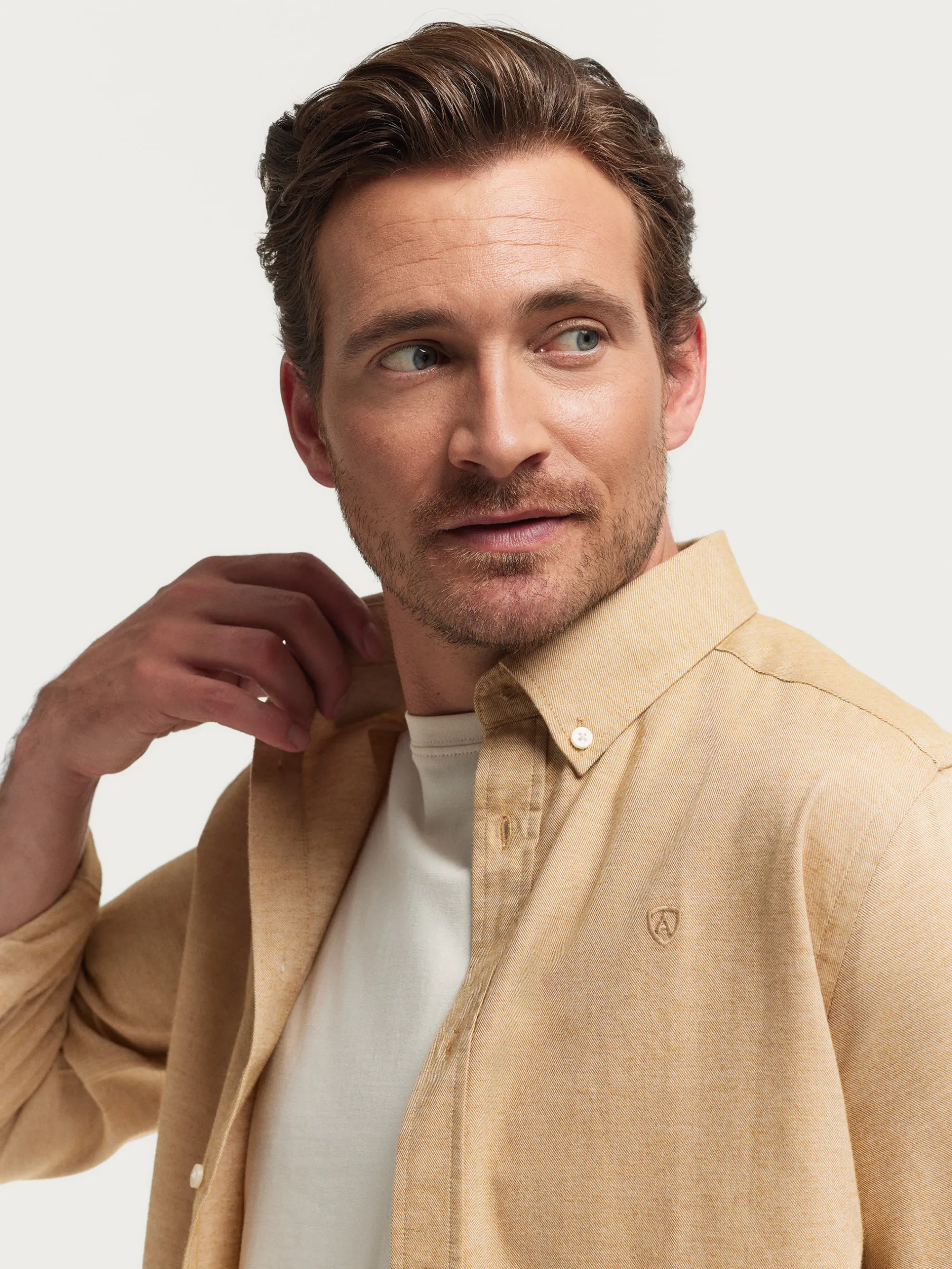 Franela<Alvaro Moreno CAMISA FLANNEL TWILL Camel