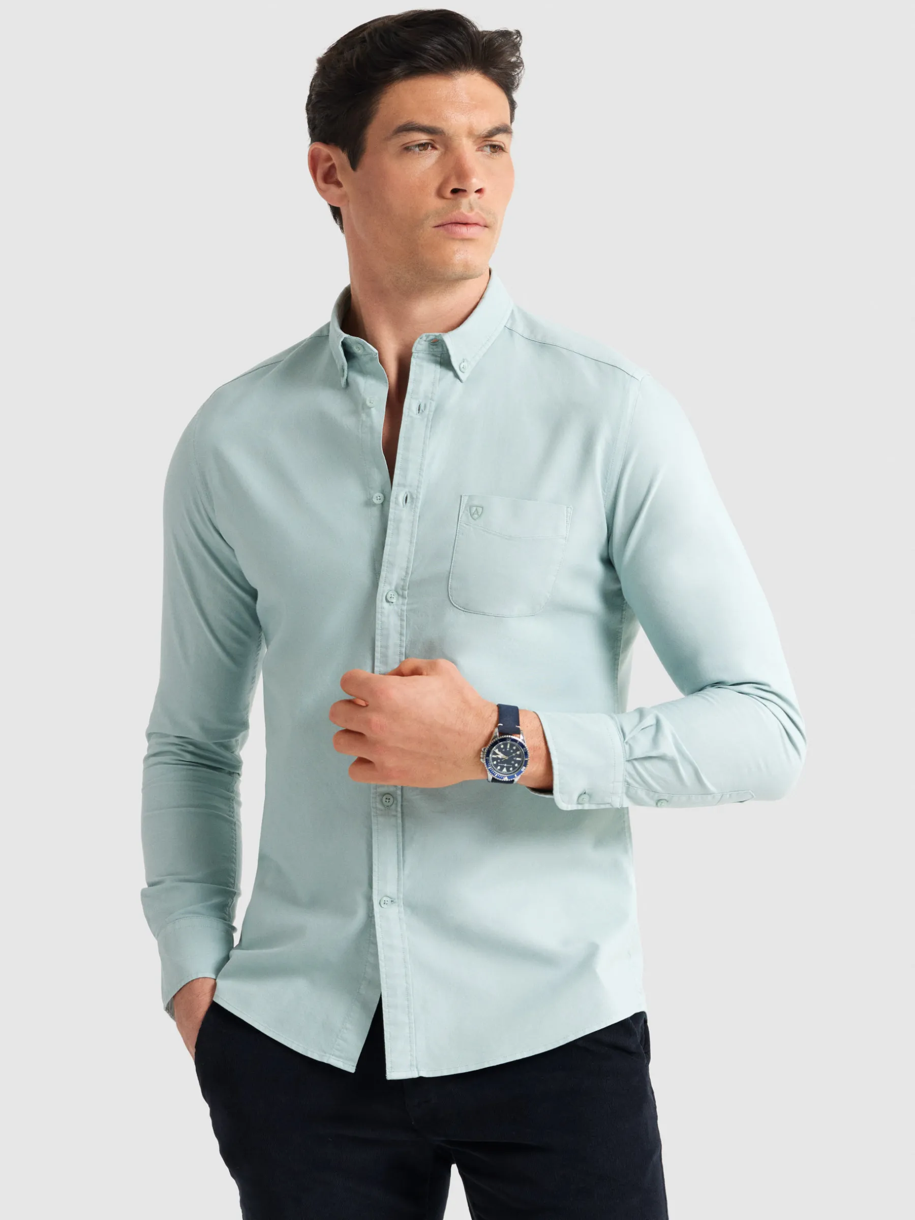 Oxford<Alvaro Moreno CAMISA OXFORD POCKET DYE Verde Agua