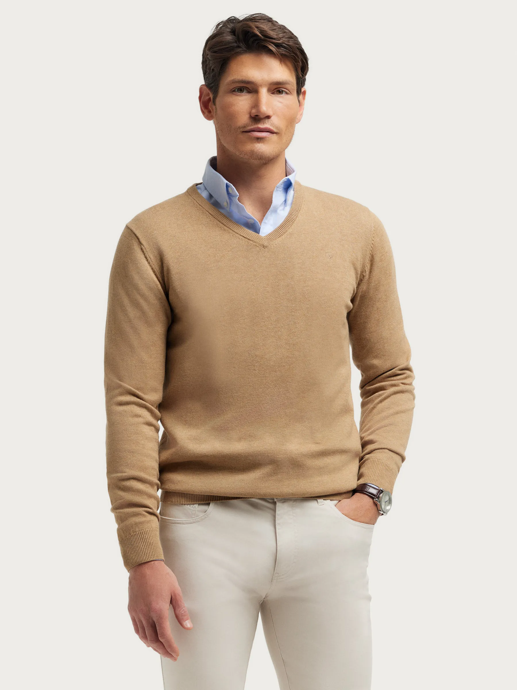 Jerséis<Alvaro Moreno JERSEY V-NECK TRENDY Camel