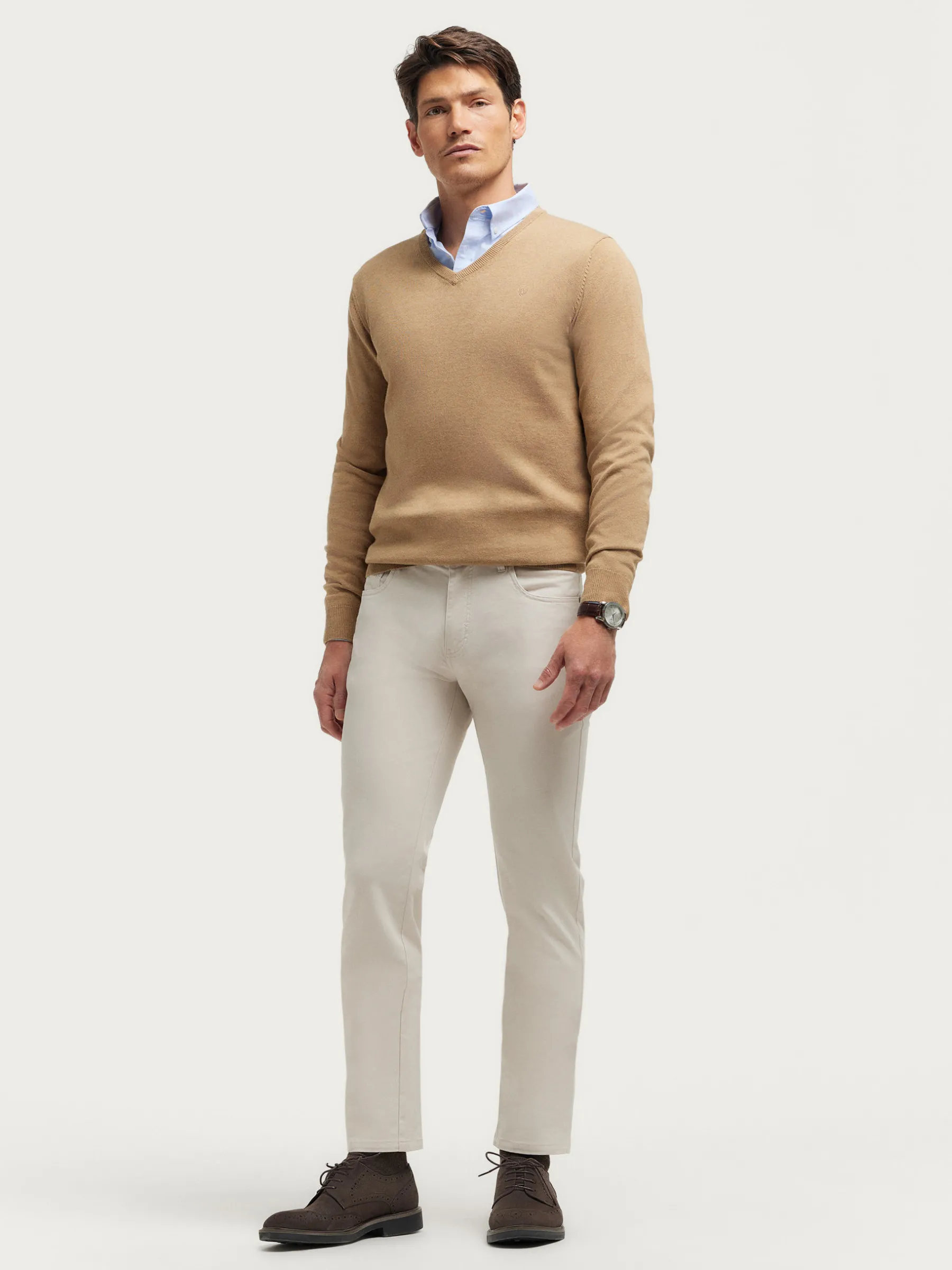 Jerséis<Alvaro Moreno JERSEY V-NECK TRENDY Camel