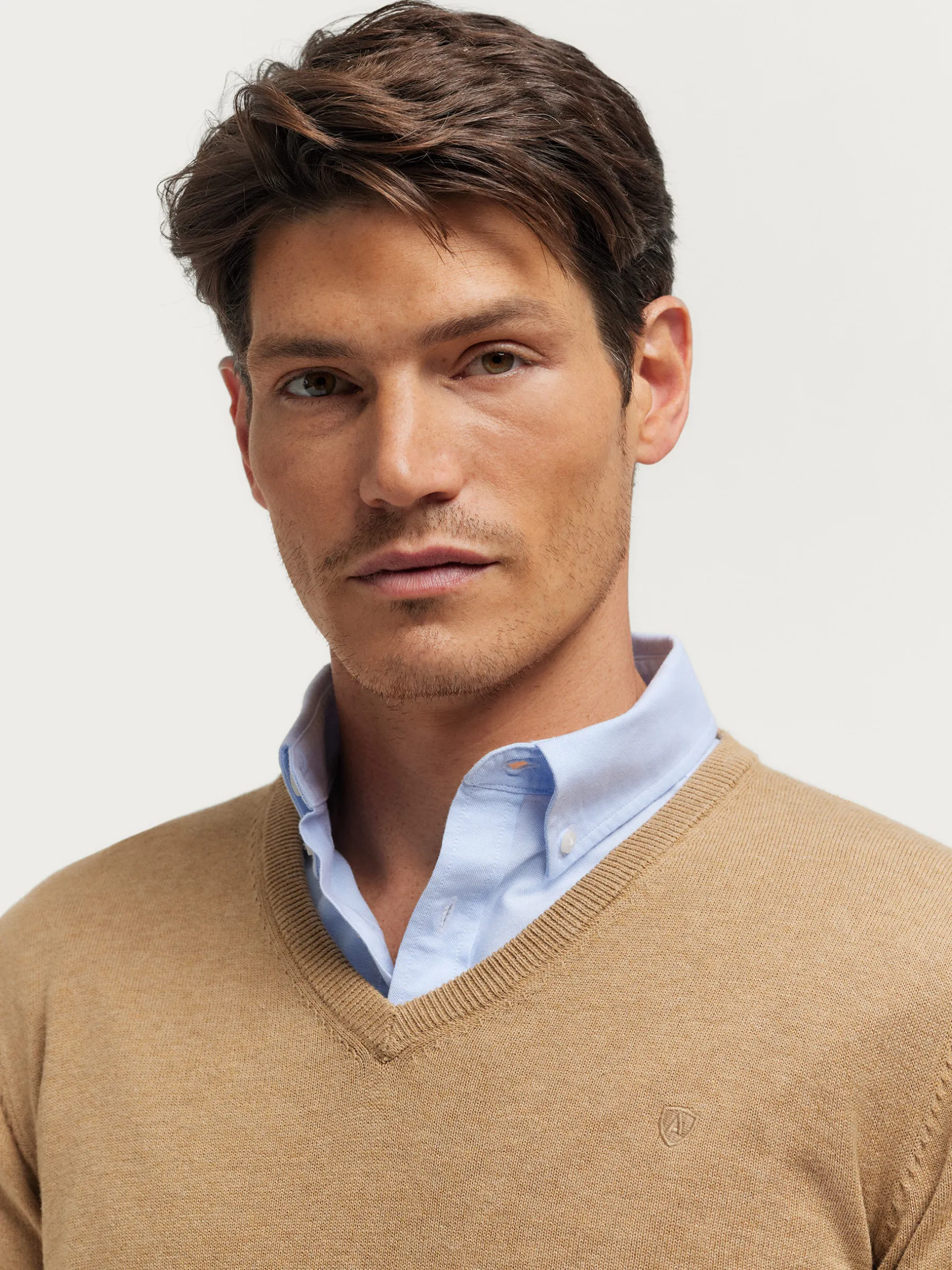 Jerséis<Alvaro Moreno JERSEY V-NECK TRENDY Camel