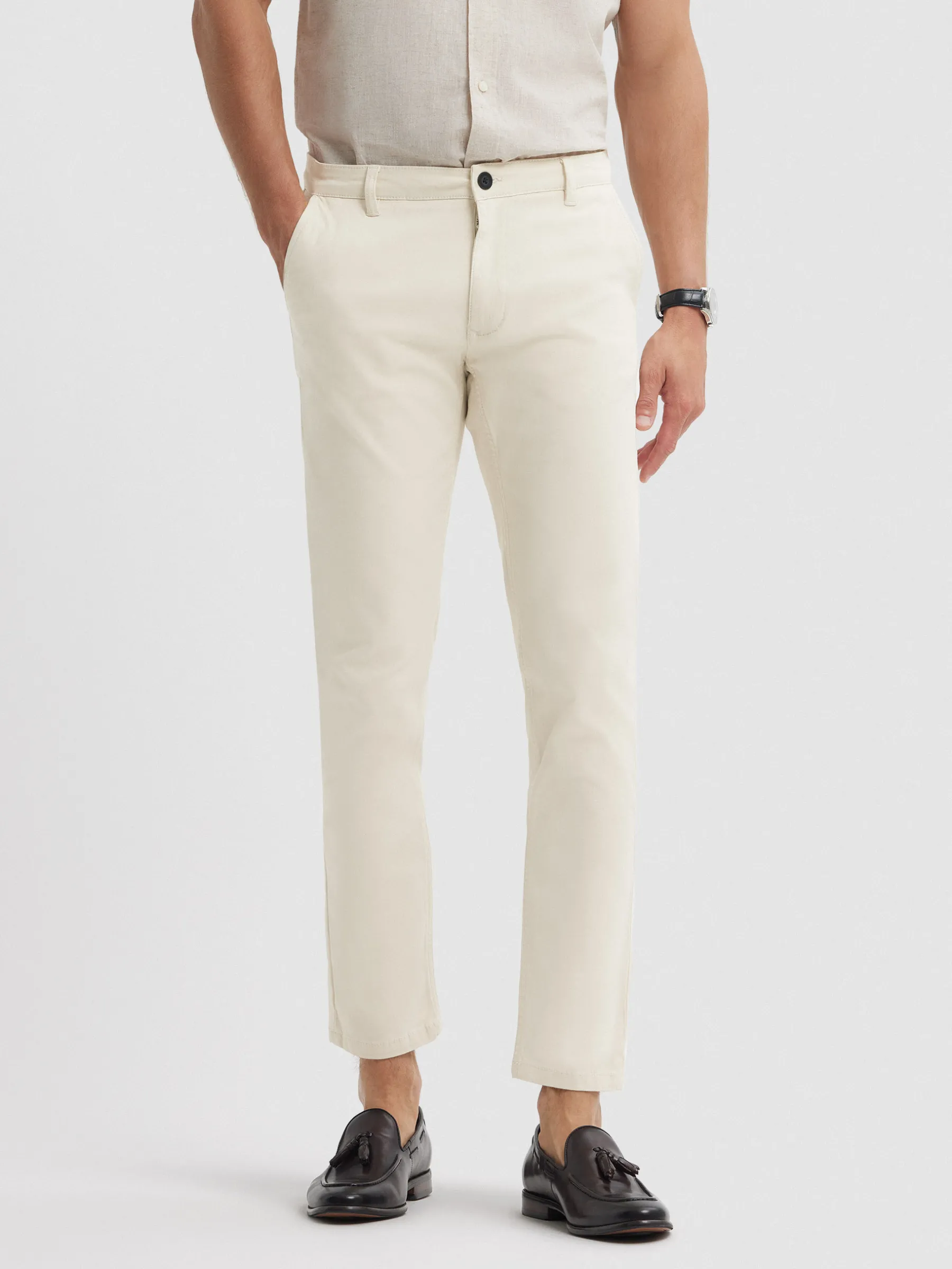 Chino<Alvaro Moreno PANTALON CHINO SLIM FIT Crudo
